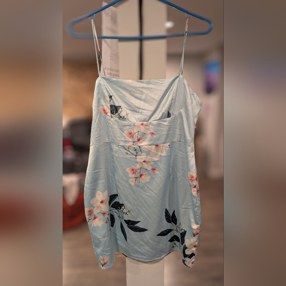 Windsor Powder Blue Cherry Blossom Mini Dress